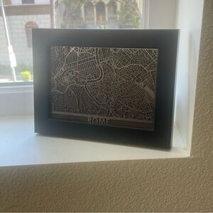Black and Silver Rome Map Art